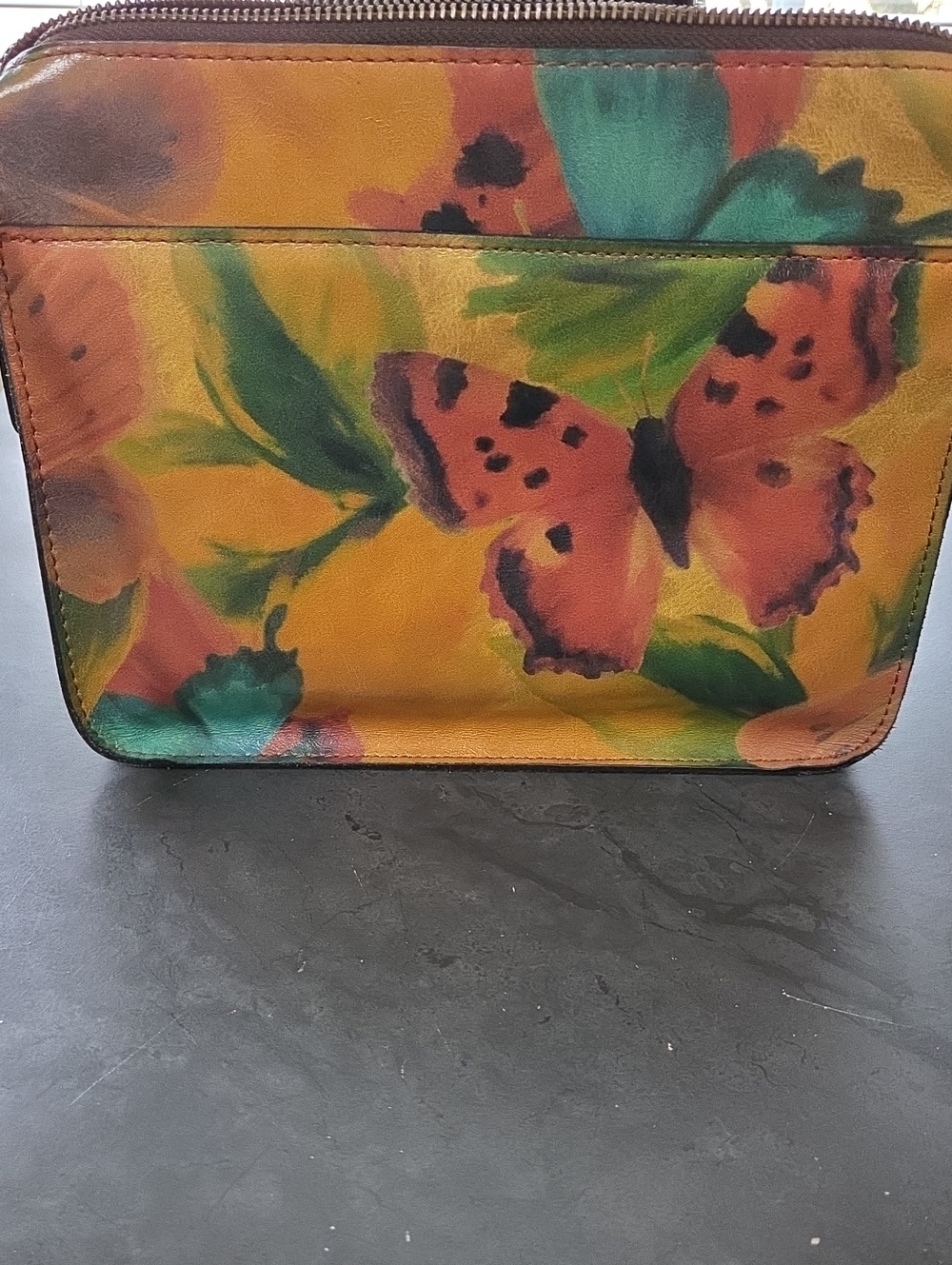 Patricia Nash Yellow Floral Butterfly Crossbody Bag